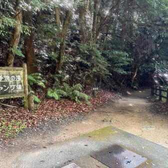 キャンプ🏕️場入り口の散策路（右）から向かうことに。