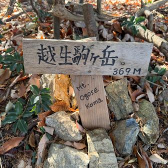 越生駒ヶ岳369m

尾根道を歩いて到着。崩落箇所を通る必要なかった😅