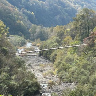 別当出合の吊橋が見えました