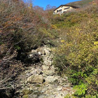リフト乗り場前の沢。水なし