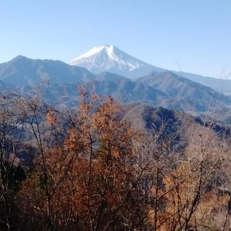 （池ノ山展望台からの紅葉と冠雪の見事な富士）