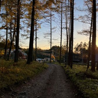 美濃戸口に着きました。夕焼けが綺麗でした。