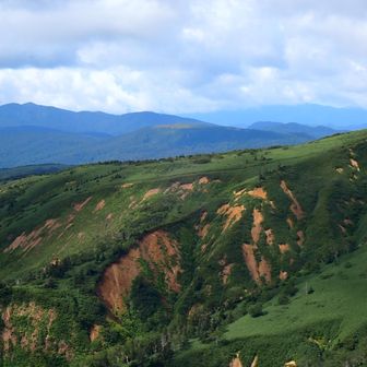 大深岳の稜線は崩壊地が模様になっている