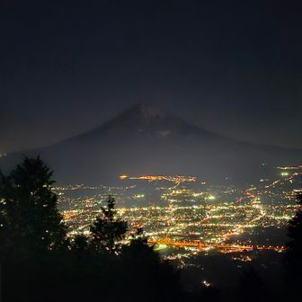乙女峠からうっすら富士山と街の夜景