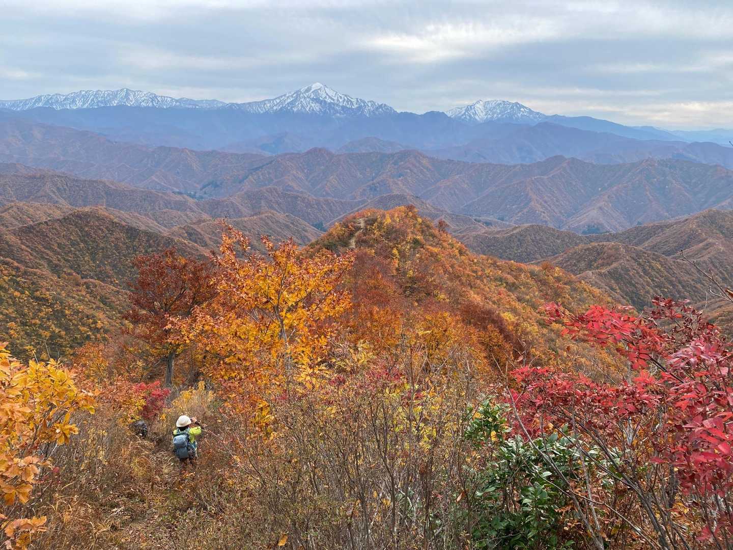 左から　
荒沢→越後駒→ 八海山
下リ道、ずっと目の前にある　