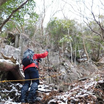 未踏ルート✨️ 
ワクワク！  ゼェゼェ !!
皆で一気にのぼり上がる⤴⤴⤴  

ロープが道標となり 有難い

って、、私 まだ着いて行って大丈夫なのか❓😨