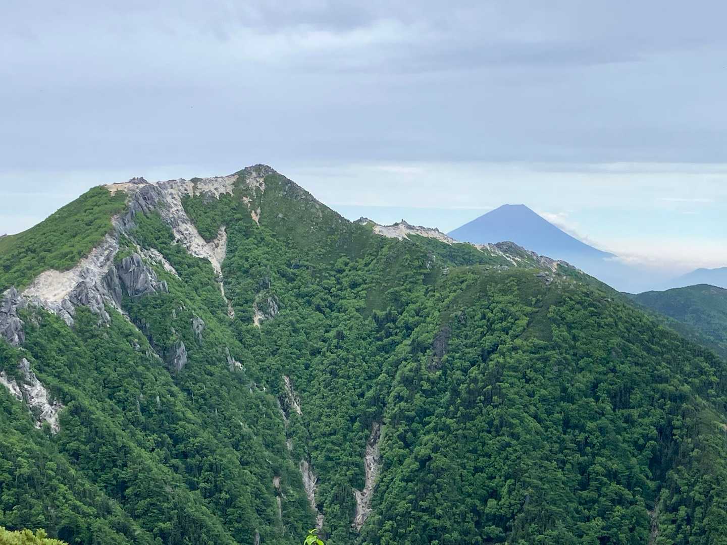 去年は観音岳～薬師岳で富士山正面に見ながら青木鉱泉に長い下山道を降りました