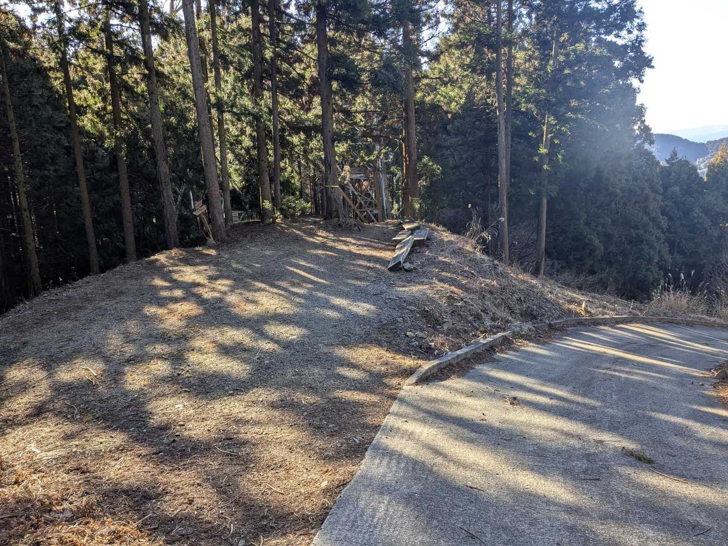 舗装路のここを左に。