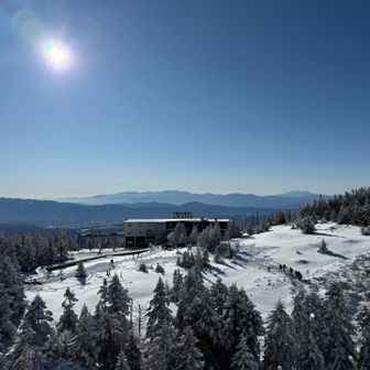 ロープウェイ山頂駅が見えてきました