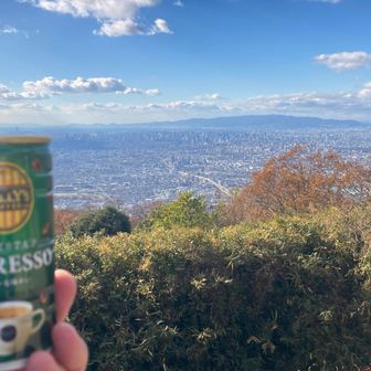 生駒スカイラインの展望スポット④。カフェインチャージ