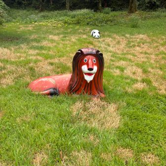 石瀬峠でやめようとしたんですが…
ついついこのライオン🦁とパンダ🐼に会いたくて😊

さて戻ります！


この時点で🍦が食いたくて仕方なかった😆