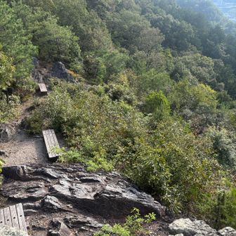 岩に登って見下ろすと第５，６，７ベンチ発見