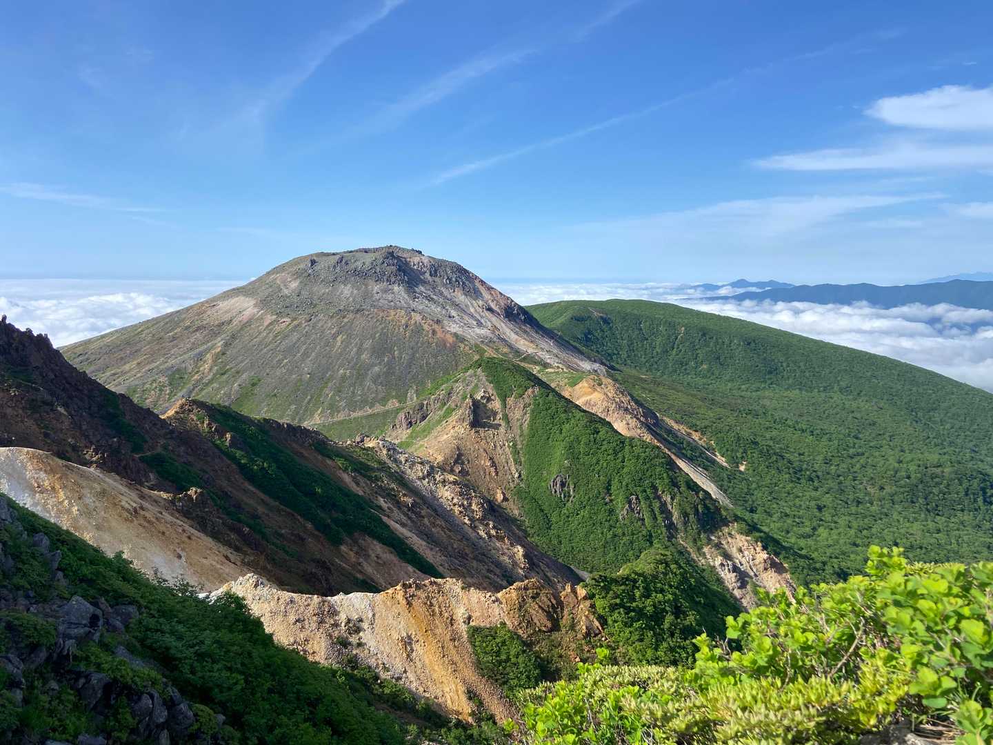 峠の茶屋登山口-朝日の肩-朝日岳-熊見曽根-1900m峰- 往復コースの写真