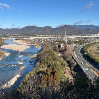 移動して長良川展望地から。長良川feat.高速🛣️