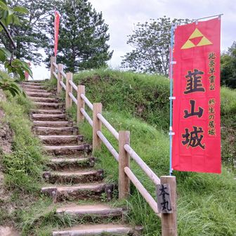この上が本丸です。地元の有名校、韮高と韮山中学校の間に山があるんですね。