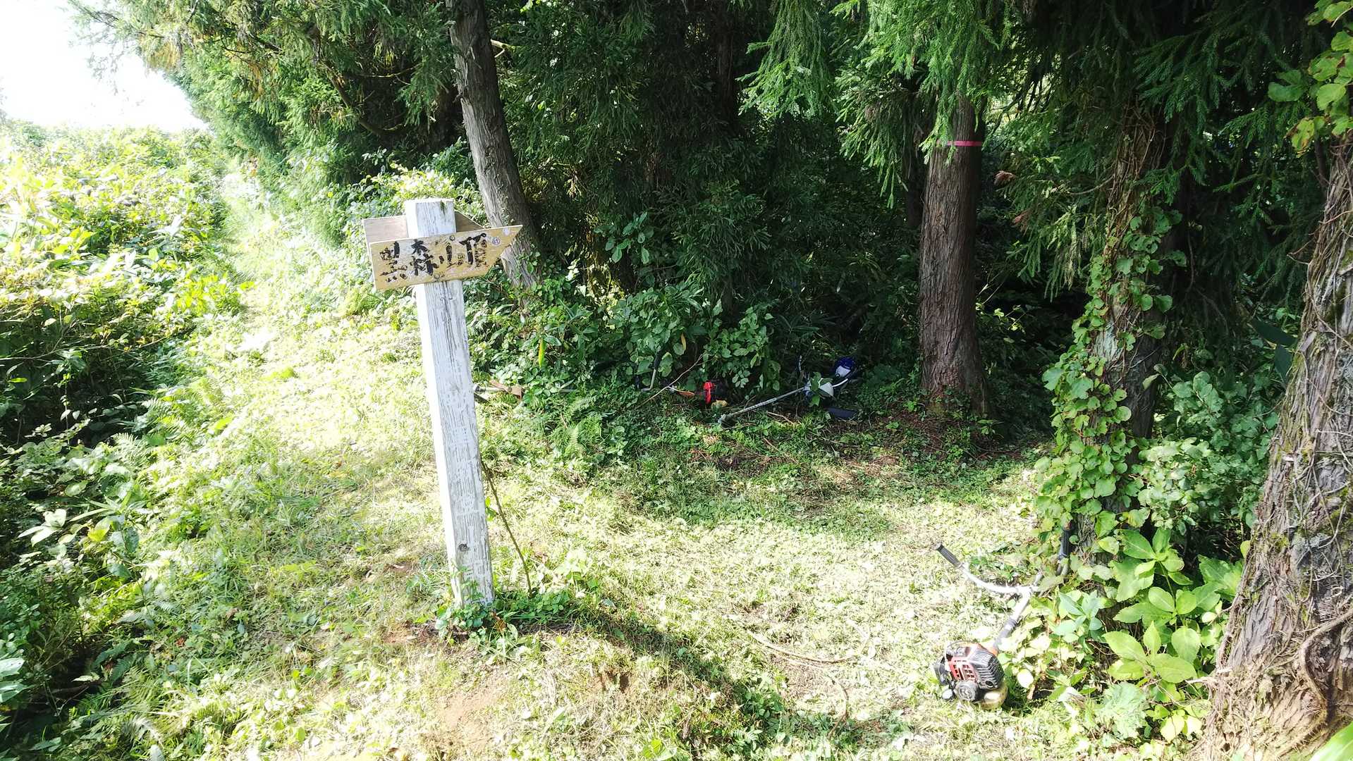 ↑御嶽山・→黒森山山頂
右へ。