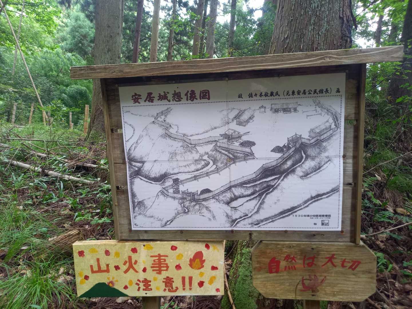 近道の谷周りコースで下山

安居城(あごじょう)想像図
ここにあったのか…