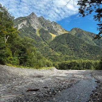 前穂が明神岳の後ろに隠れてくると