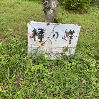 民家の脇に降りてきました