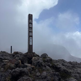百名山のピーク
高岳登頂〜
ほんの一瞬のタイミングだけの青空を激写！