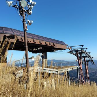 おーひらエクスプレスリフト山頂駅です。
当時この6人乗り高速リフトはエリア最高のリフト施設でした。
山頂駅の気温は8度くらい。