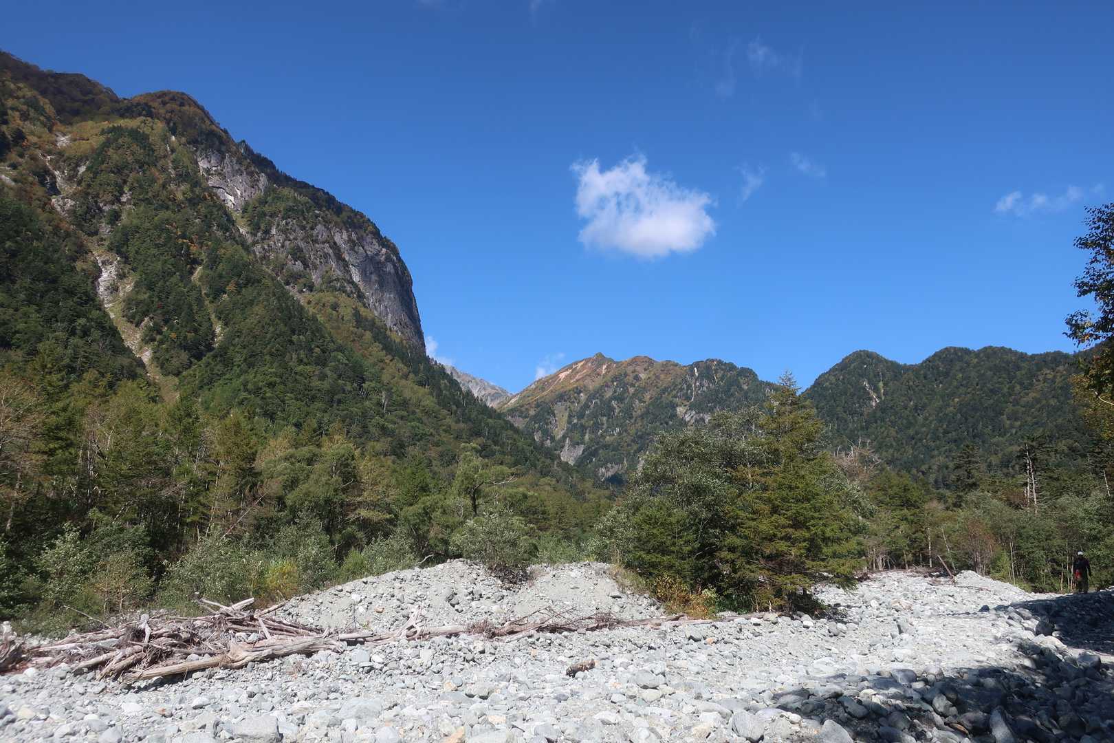 屏風岩を左に見ながら横尾谷を進みます。