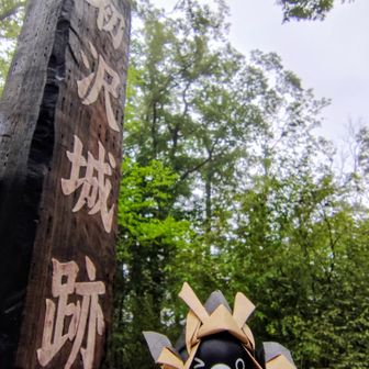 初沢山山頂到着🙌
初沢山には山城である初沢城の遺構が残ってるよ
山頂はこの雨で、カチカチ粘土でできたスケートリンクのようにつるっつる😖