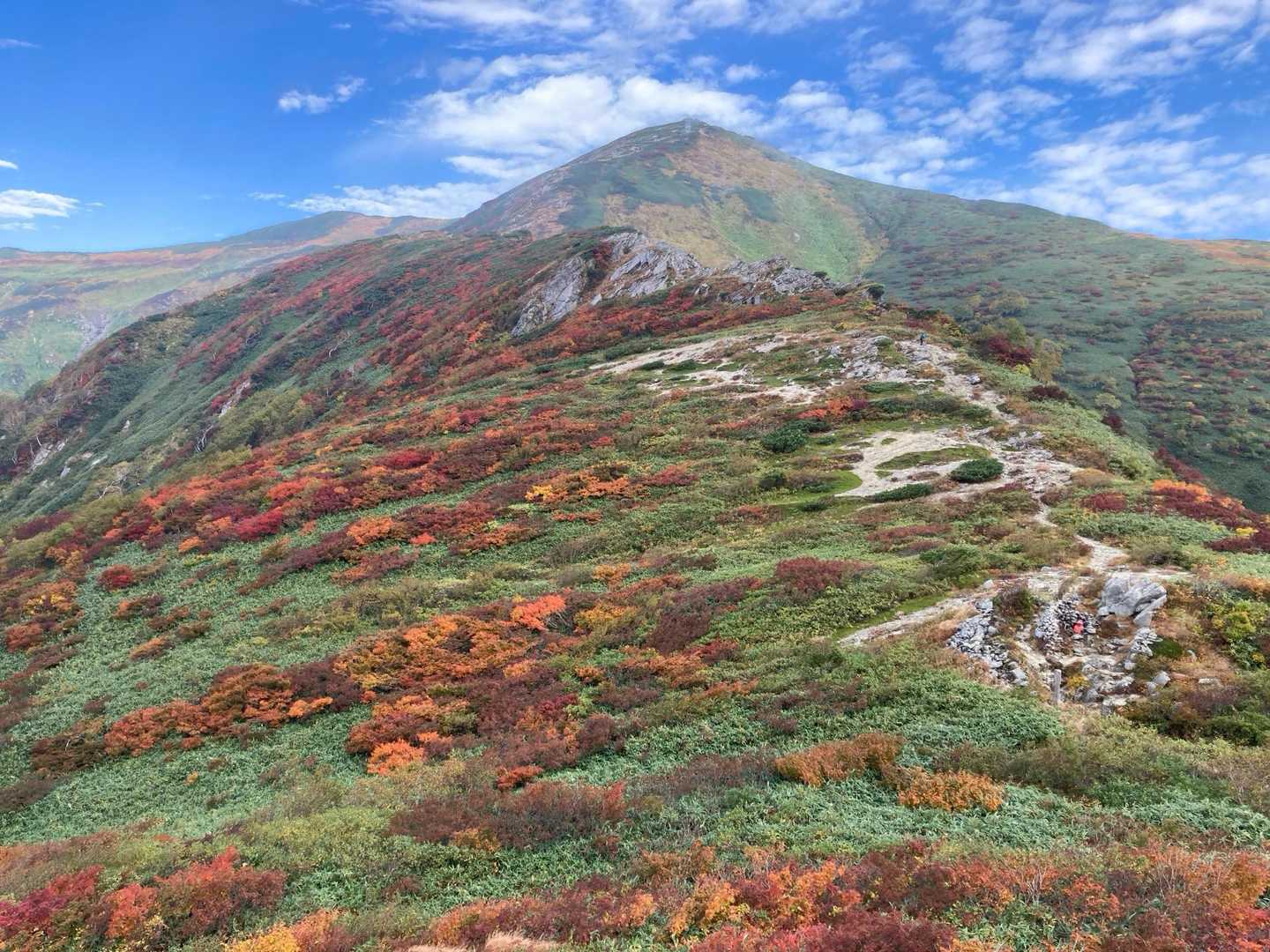 湯沢峰-梶川峰-胎内山-門内岳-北股岳-梅花皮岳-烏帽子岳 縦走コースの写真