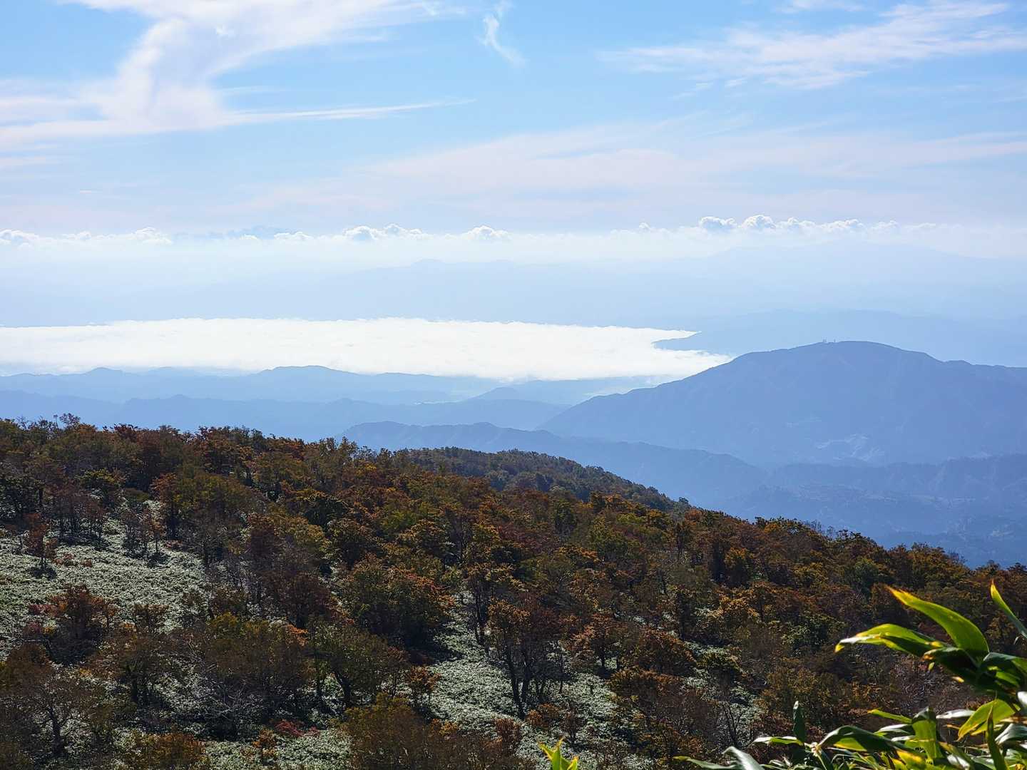 十ノ瀬山（右）の奥に雲海