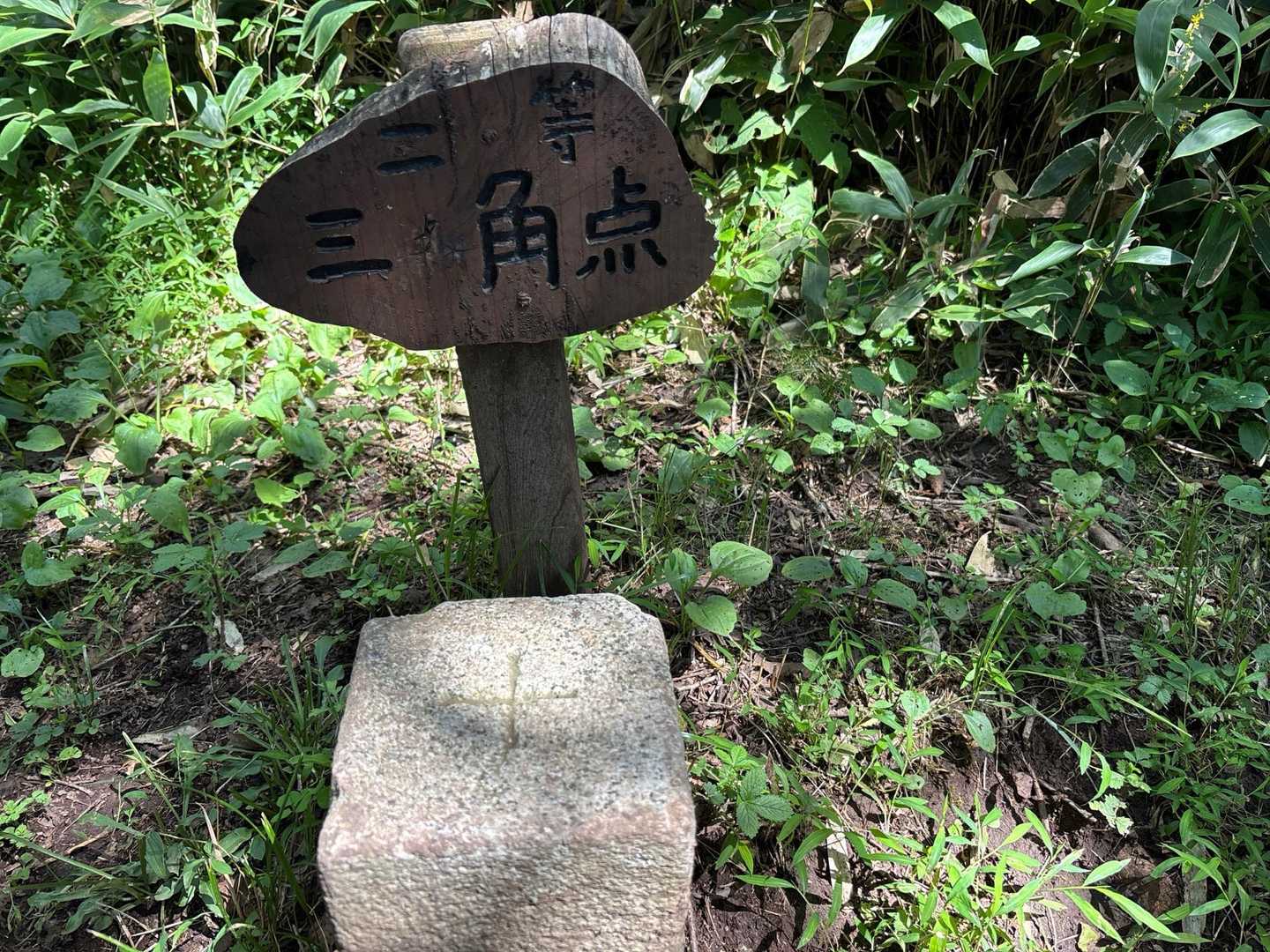 幾度となく通っていた道だけど、気にしてこなかった三角点　かわいい標識に味のある文字