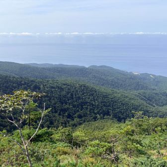 水平線を見ながら下山。滅多にない景色かと