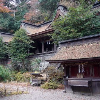 本殿
文禄3(1594)年、吉野の花見を催した豊臣秀吉は、この地を訪れて秀頼誕生を祈願したのだという
現在の社殿は、慶長10(1605)年に豊臣秀頼によって建立された