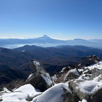 風を避けて大休憩