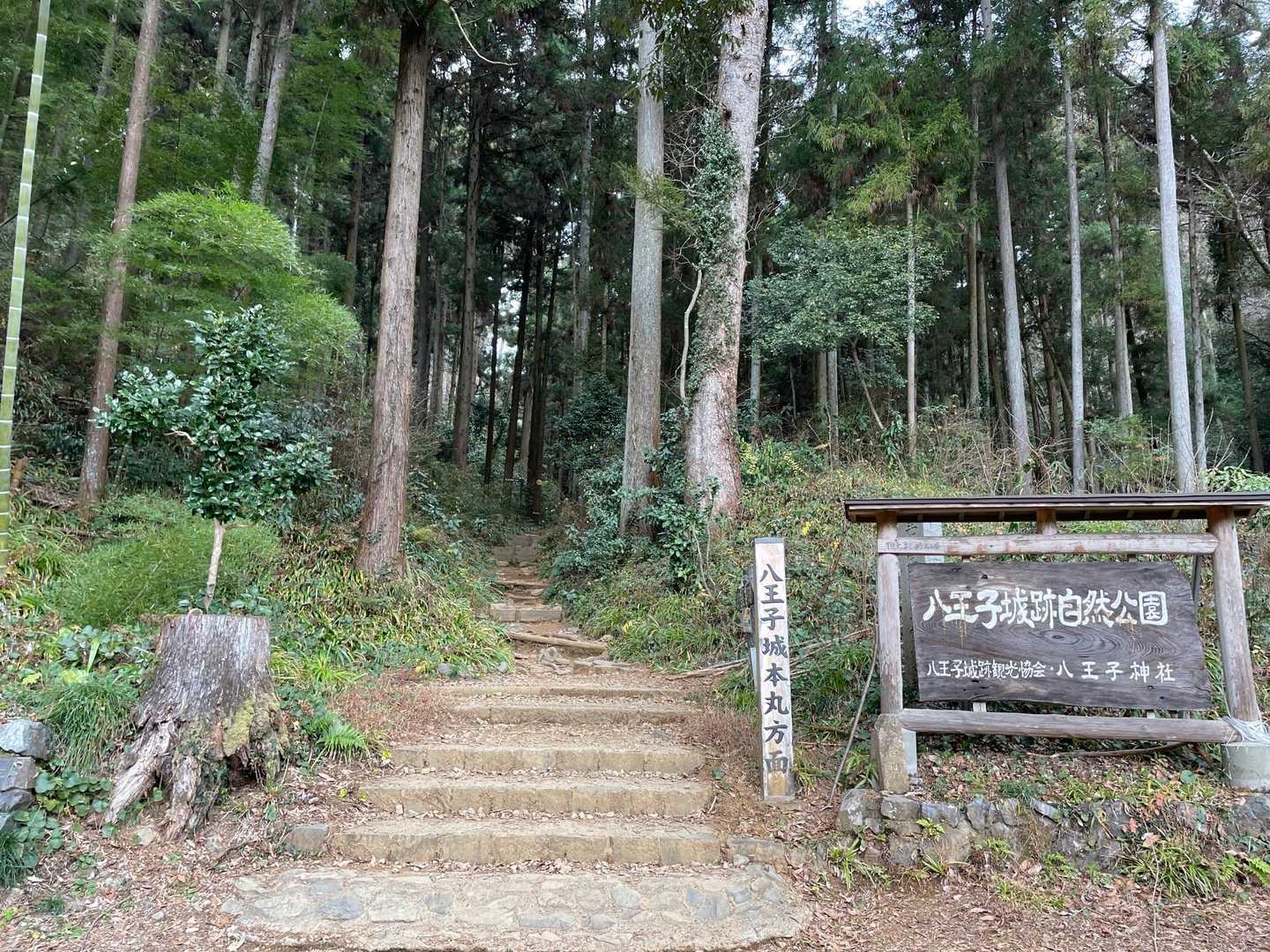 先程の三つ鱗から少し歩いた先に、八王子城址管理棟と、綺麗なトイレがあるのでトイレお借りしました🚽
そしてようやく登山口に到着〜
八王子城目指して行くぞ〜！えいえいおー！！