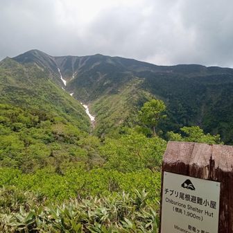 避難小屋から振り返っての別山。