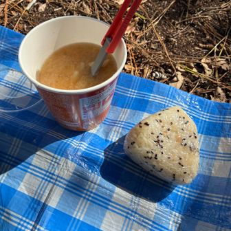 ３人を見送って、ランチにしました😋
カップの豚汁と栗とさつまいものおこわおにぎり🍙
風も無く、ポカポカ暖かい☺️
