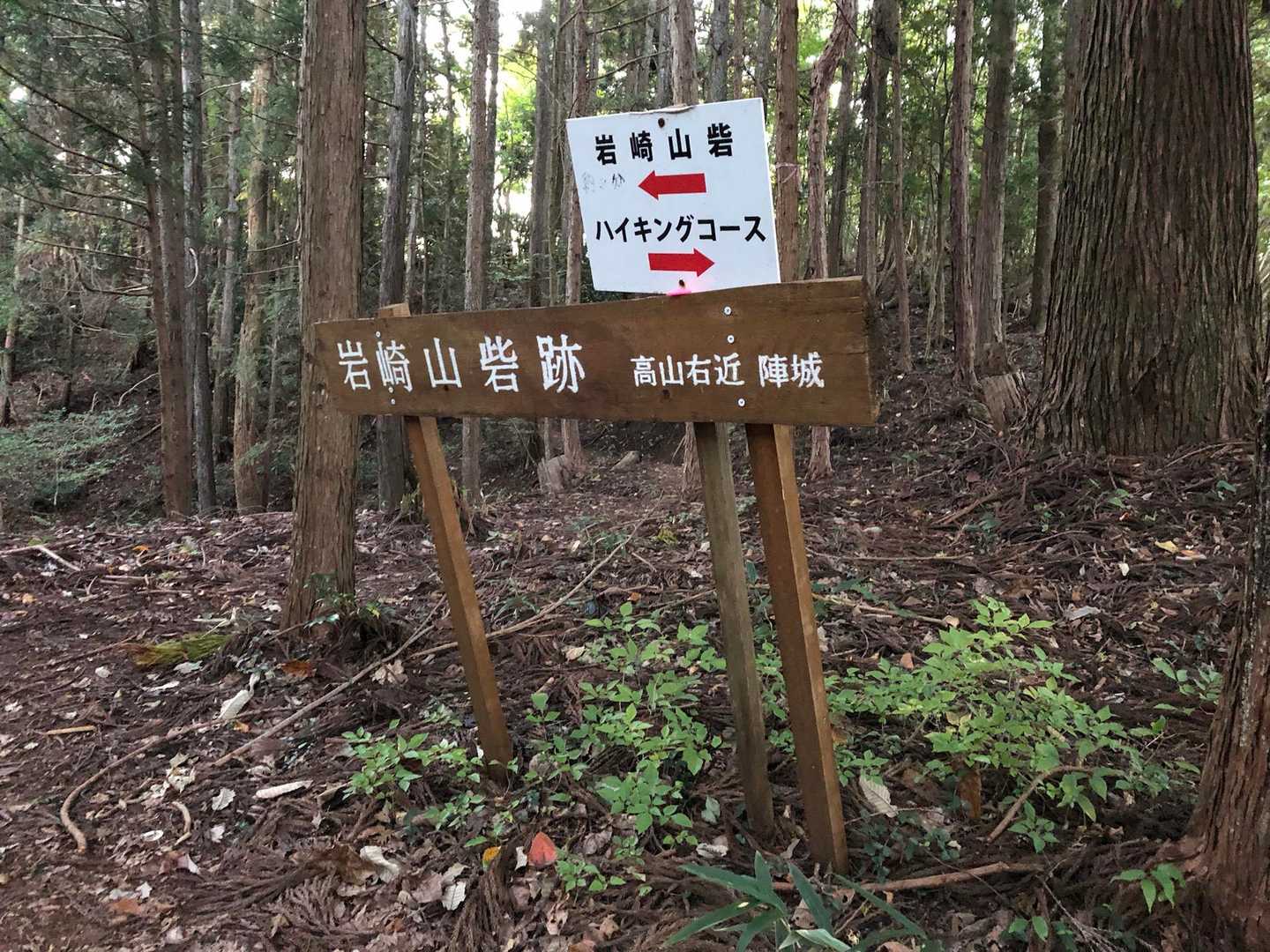 分岐点の案内
岩崎山砦跡とあり、古戦場である事を認識。