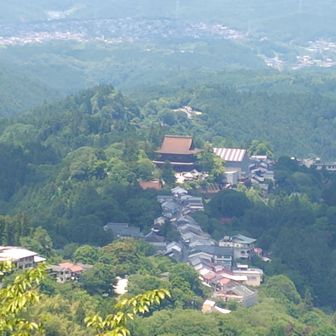 ここからも金峯山寺が見える