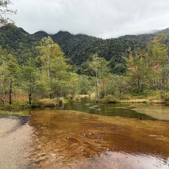田代池　背景は、霞沢岳