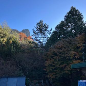 小屋の裏手から
目指す百丈岩が見えてる👀
今日はどこも最高の青空やろなー😙