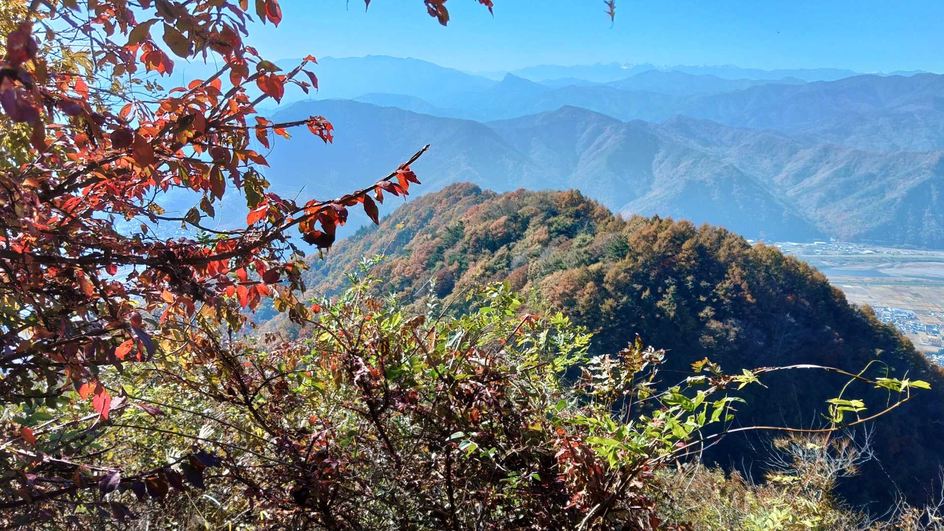 向こうに鳥小屋山が見えます。ここから急降下です。