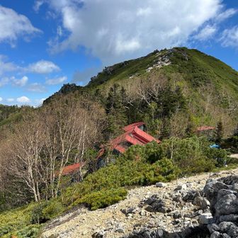 餓鬼岳小屋と山頂
