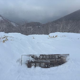 展望台だが、あんまり見えない
雲の隙間でカムイッシュ島(摩周湖の中にある小島)も見える