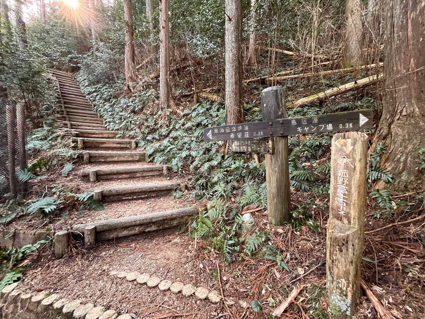 しばし階段登る