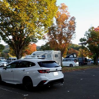 【ロマンチック村🅿️駐車場】秋の気配がする駐車場🍁　連休中の本日は車中泊軍団多し🚐

