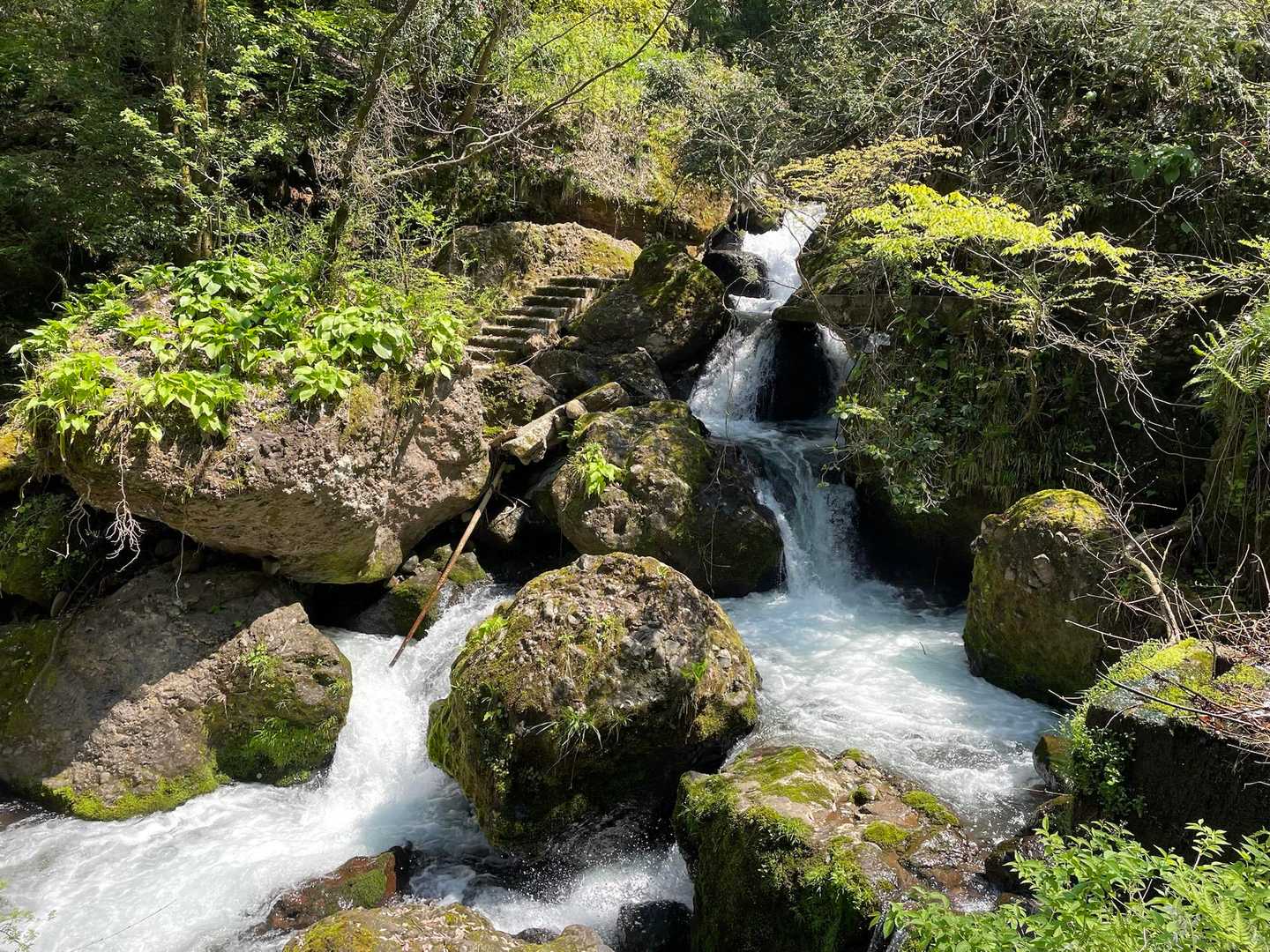 この川、散策路になってるみたいで　奇麗だった

さて、、久しぶりの湯谷温泉へ　