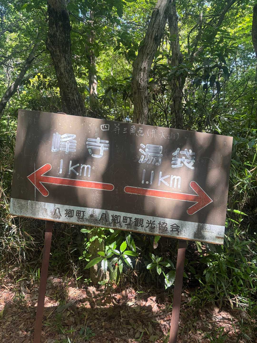 弁天山頂上
看板の上の方に手書きで書いてあります😄
