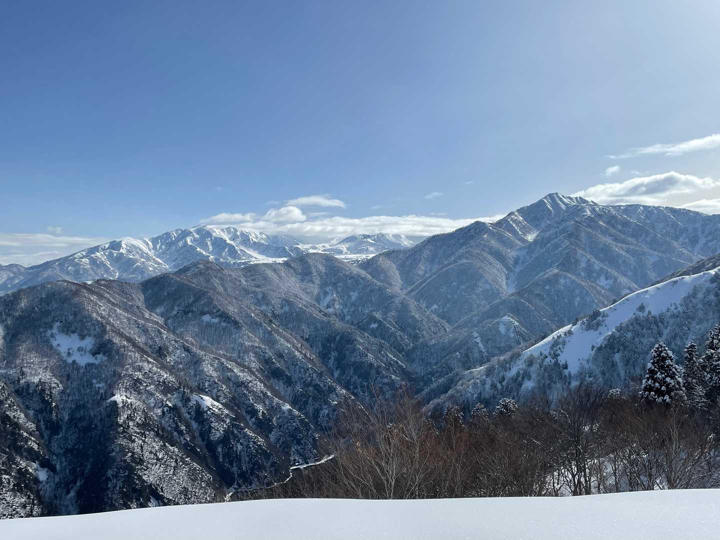 大日や弥陀ヶ原、右に鍬崎山
