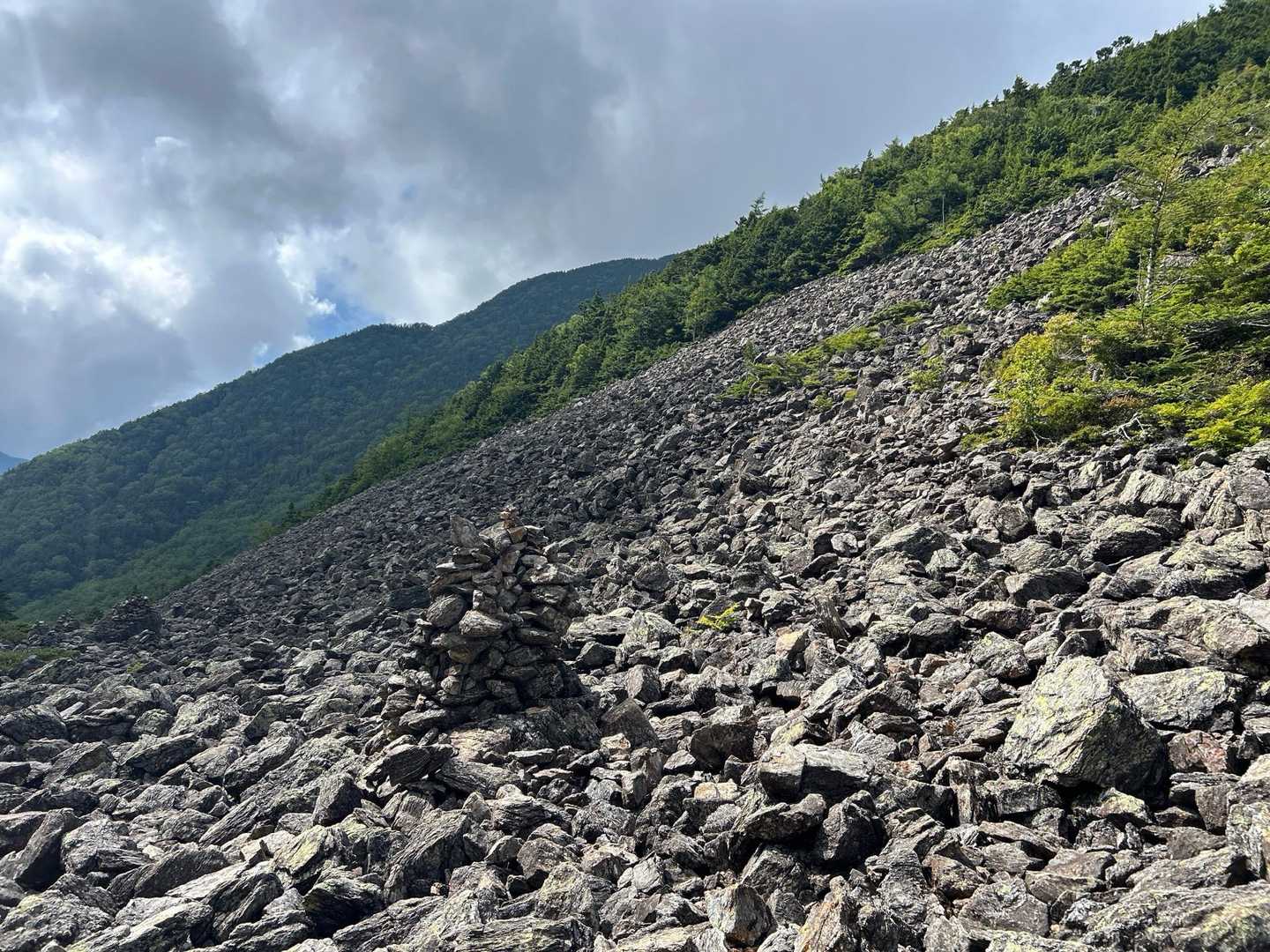 駒津峰から仙水峠までは、なかなかの下りが続きました
ここを登るのも大変そう

仙水峠から先は岩ゴーロ🪨の世界