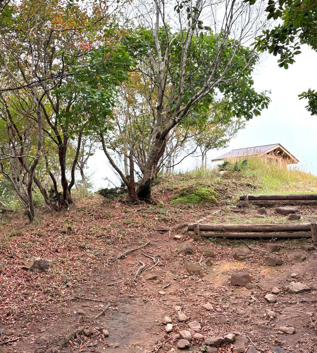 登山道に戻り、新しくなった東屋へ向かう